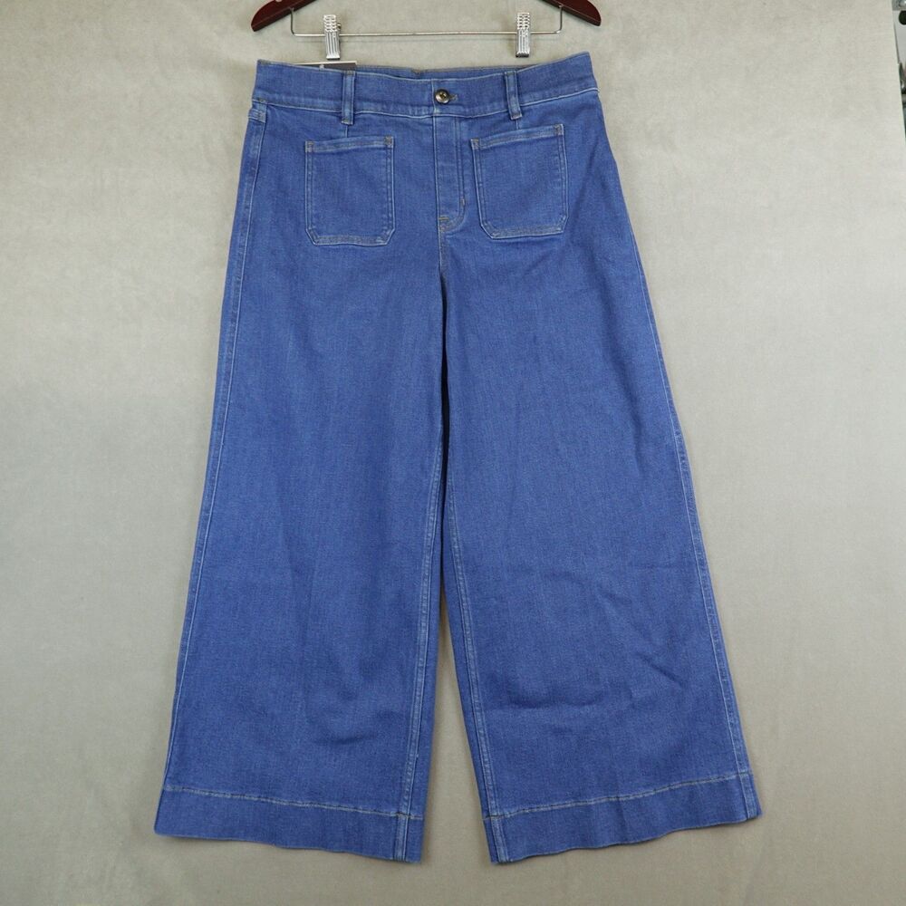 NWT Spanx SPANXshape EveryWear Cropped Wide Leg Jeans Patch Pockets 21054R Sz XL